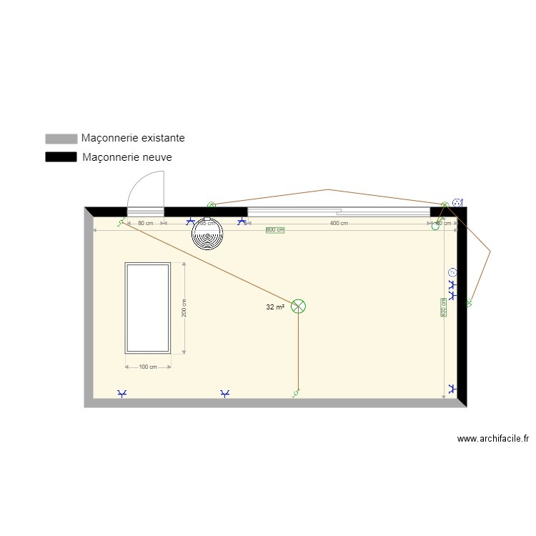 DELFOSSE  Plan extension. Plan de 1 pièce et 32 m2