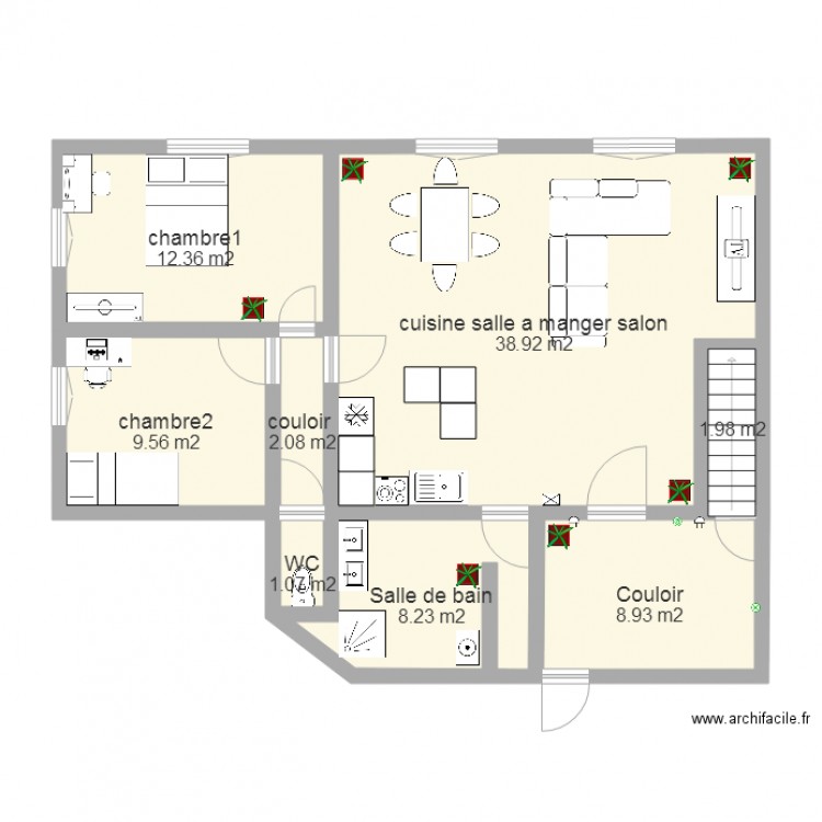 appartement 70m2. Plan de 0 pièce et 0 m2