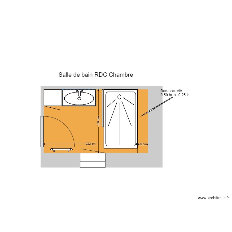 SDB 1 Mittainville version B. Plan de 1 pièce et 4 m2