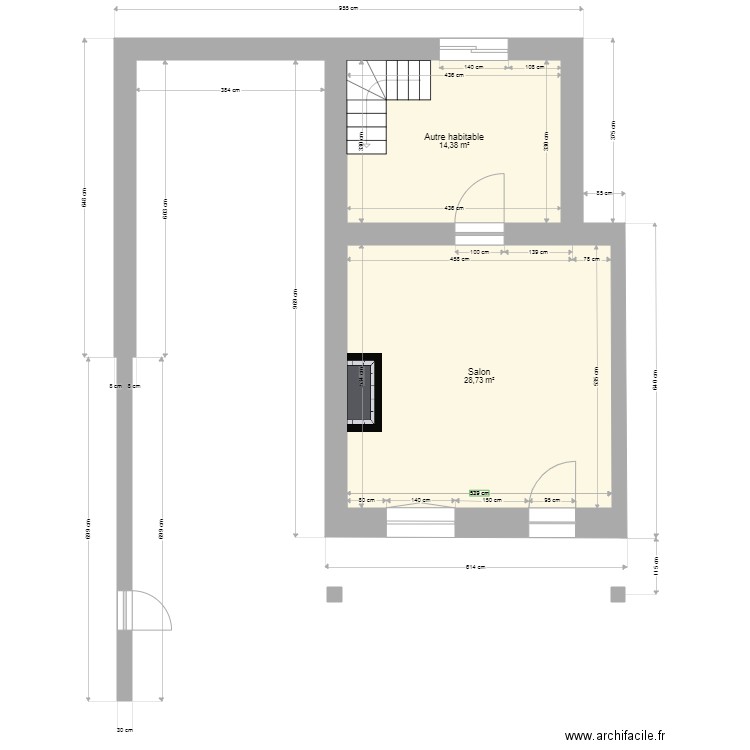RdC Base01. Plan de 4 pièces et 87 m2
