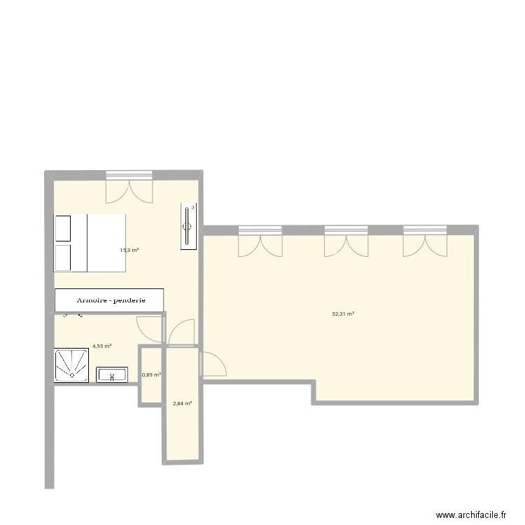 Goulard. Plan de 5 pièces et 56 m2