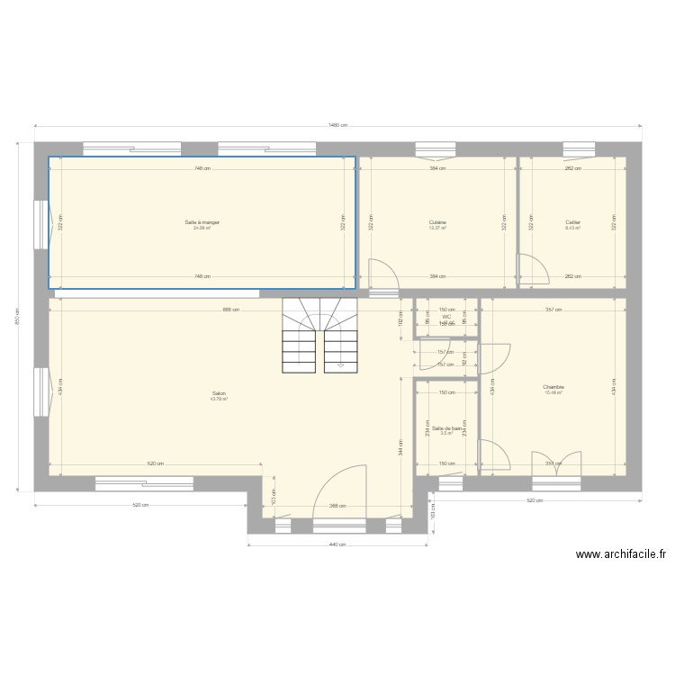 fossi rdc 1. Plan de 0 pièce et 0 m2