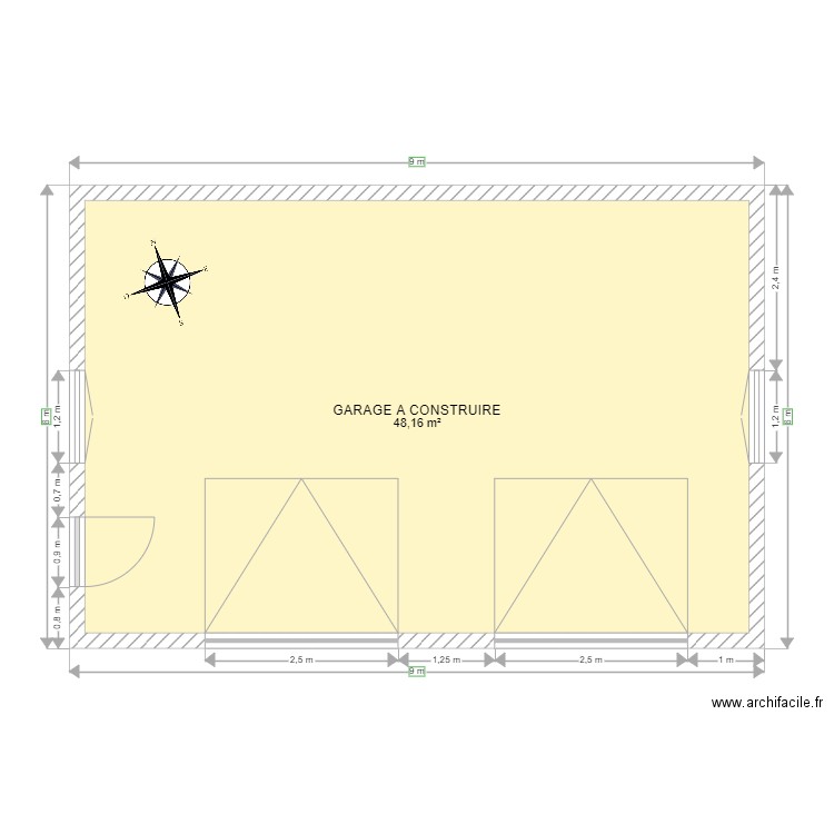 PLAN GARAGE DOUBLE G. Plan de 1 pièce et 48 m2