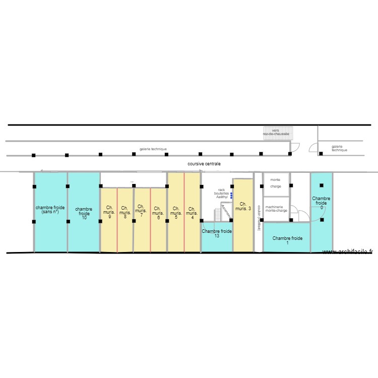 plan général des stockages Rafael Lopez février 2022. Plan de 18 pièces et 642 m2