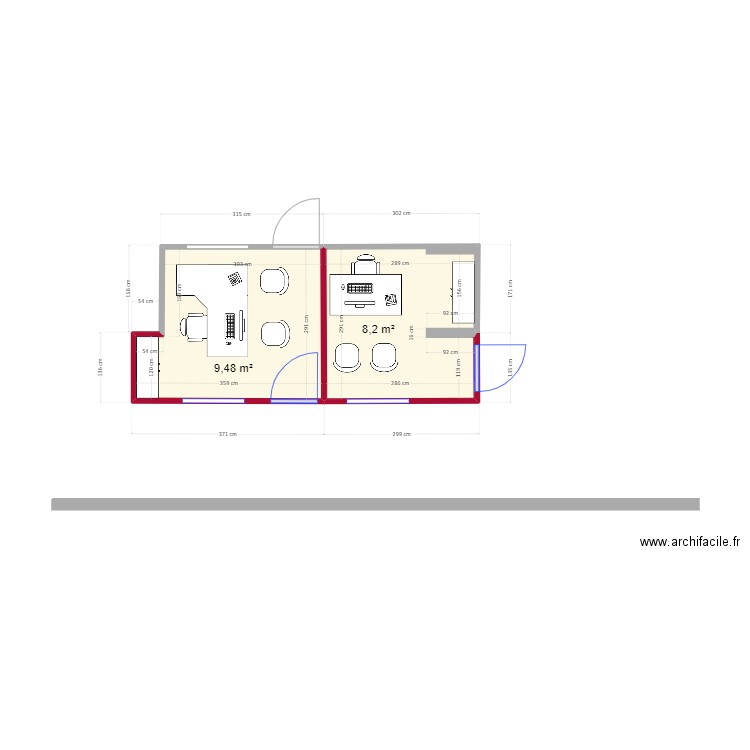 MDD version 1. Plan de 2 pièces et 18 m2