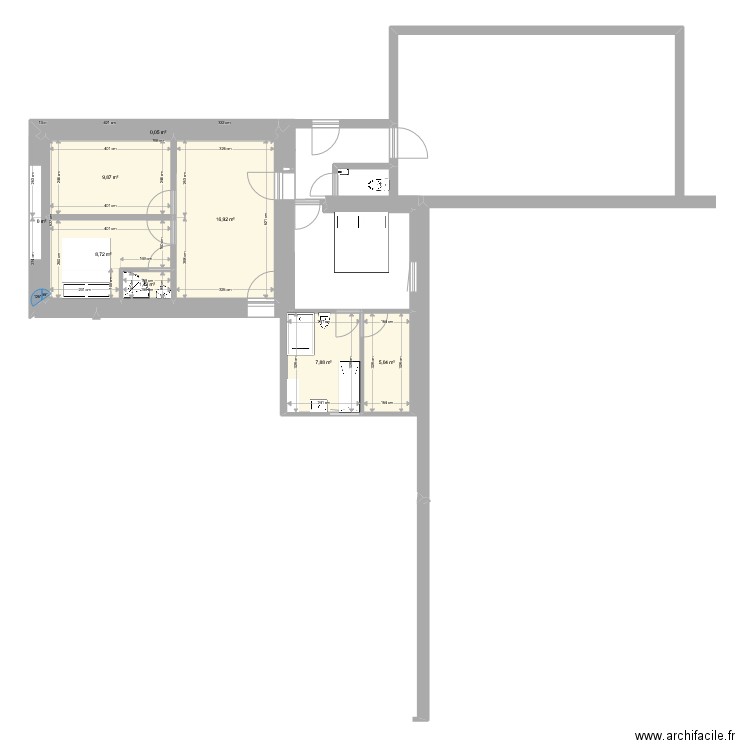 étage1. Plan de 8 pièces et 50 m2