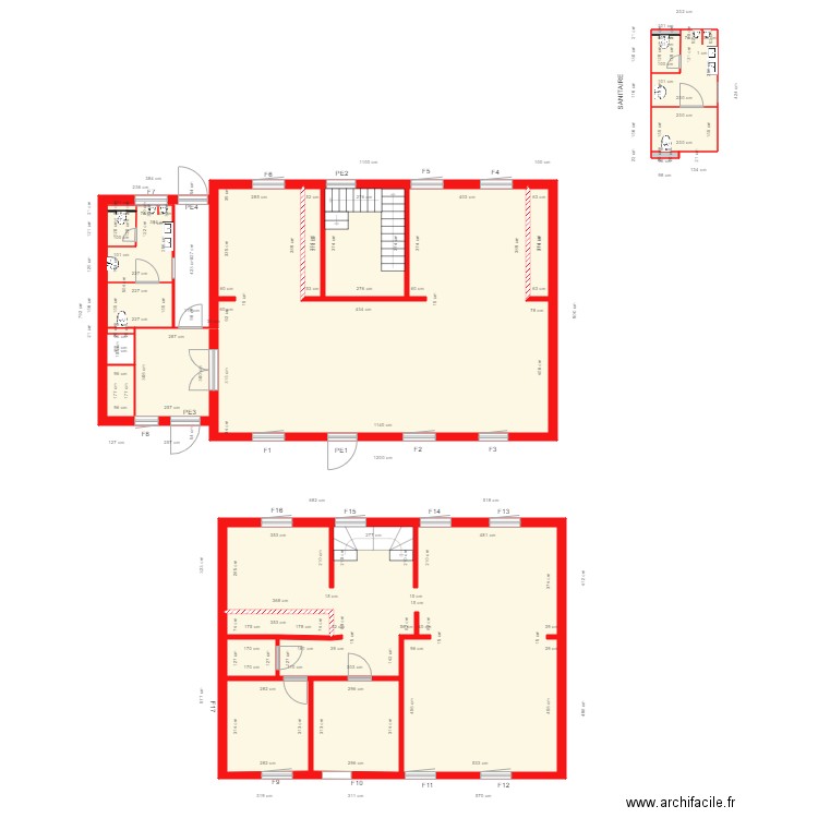 Presbytére RDC Aménagé. Plan de 20 pièces et 214 m2