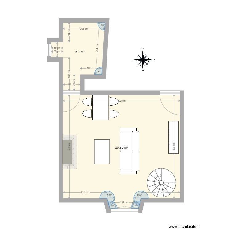 CHAMAILLARD PIECE DU BOUT RDC Scénario 1. Plan de 0 pièce et 0 m2
