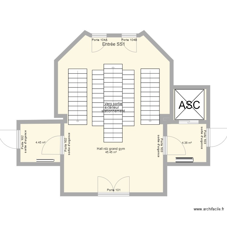 Hall RDZ grand gym. Plan de 0 pièce et 0 m2