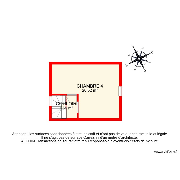 BI ETAGE 2. Plan de 3 pièces et 24 m2