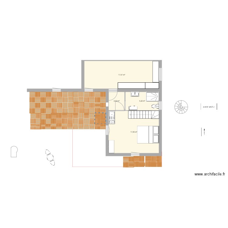 FACADE SUD VERSION 3B. Plan de 4 pièces et 43 m2