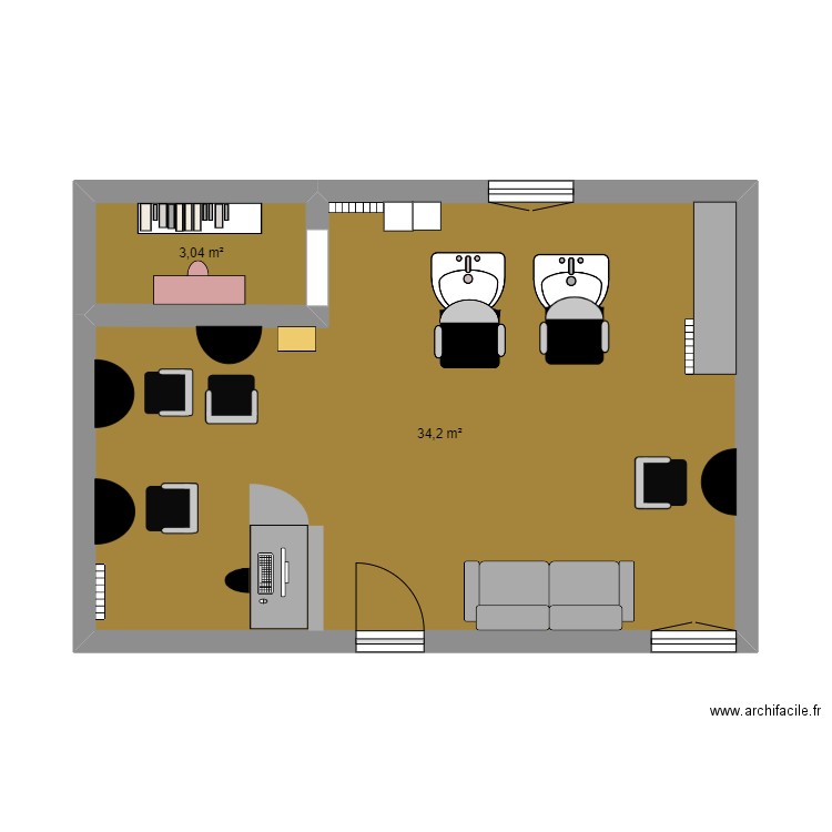 Rapport de stage salon . Plan de 2 pièces et 37 m2