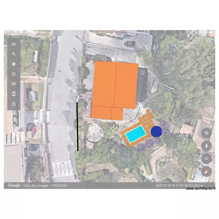 Piscine en bas. Plan de 