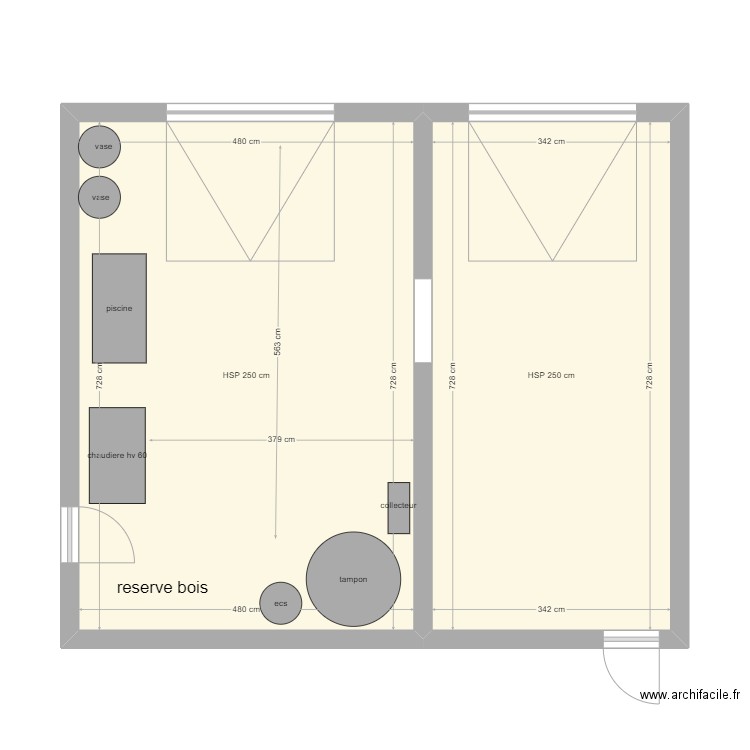 chaufferie lheureux 2. Plan de 2 pièces et 60 m2