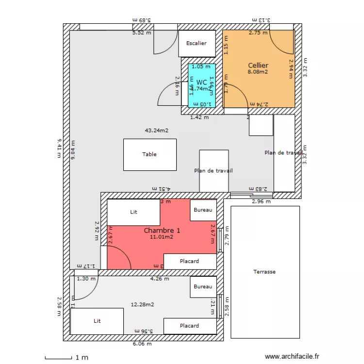 Maison en Bois RdC. Plan de 