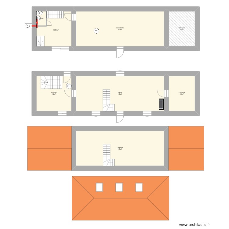 Faycelles2. Plan de 8 pièces et 176 m2