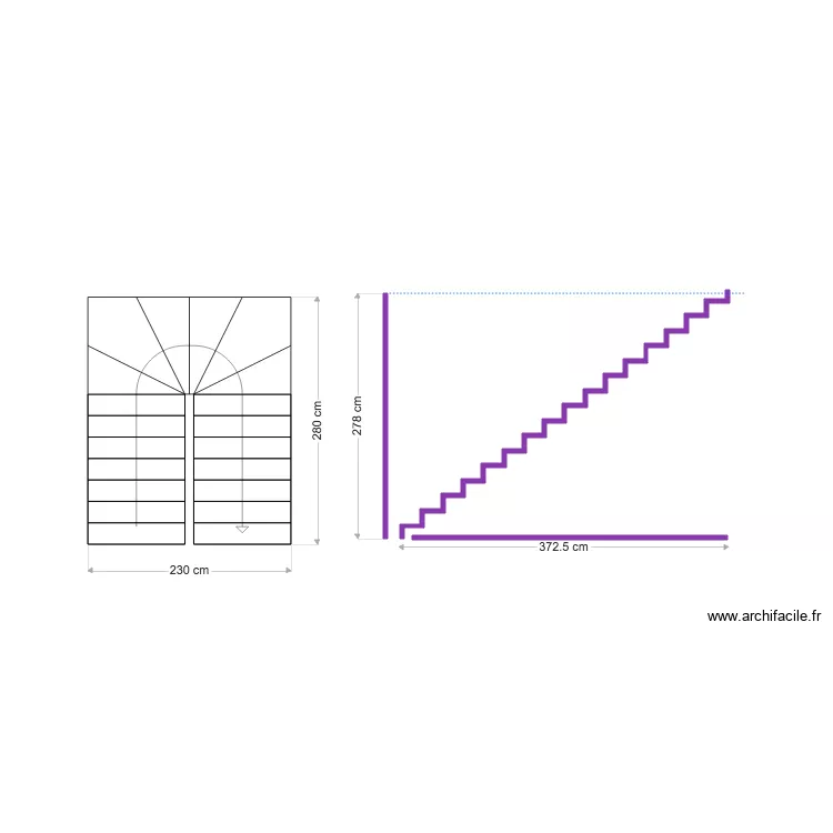 escalier plaine. Plan de 