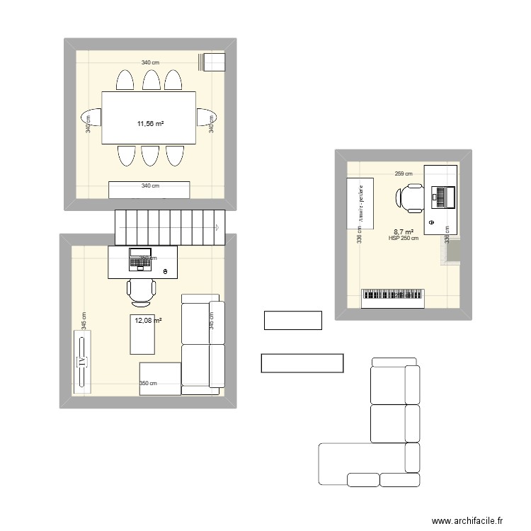 moi. Plan de 3 pièces et 32 m2