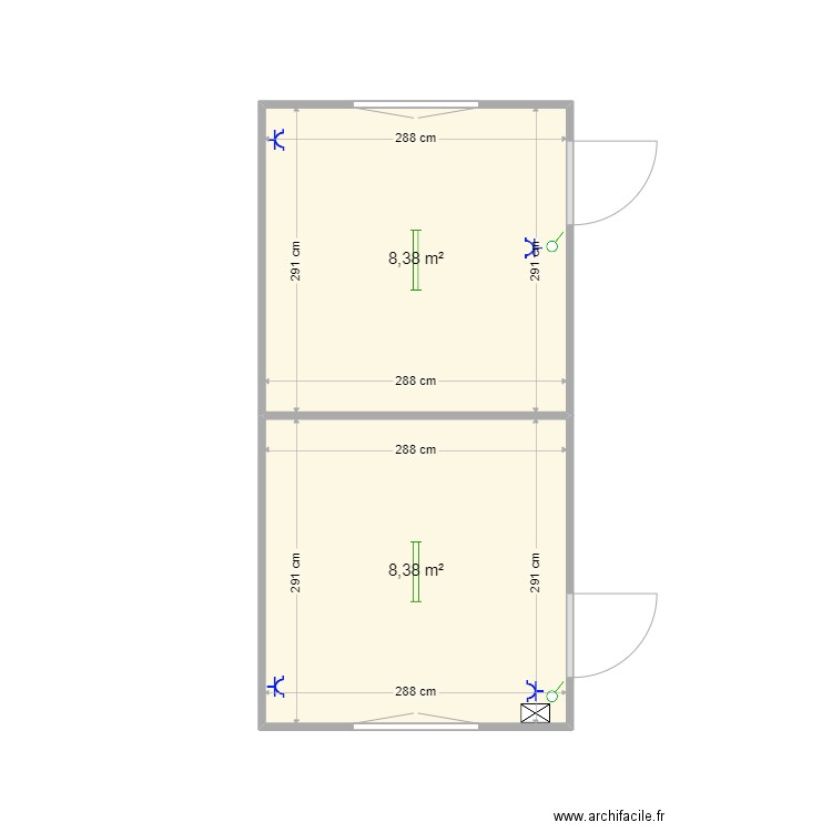 2 63243 et 2 63202. Plan de 2 pièces et 17 m2