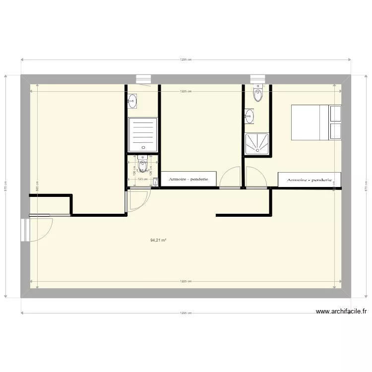 Maison Plain Pied T3 avec Garage 1 sdb. Plan de 