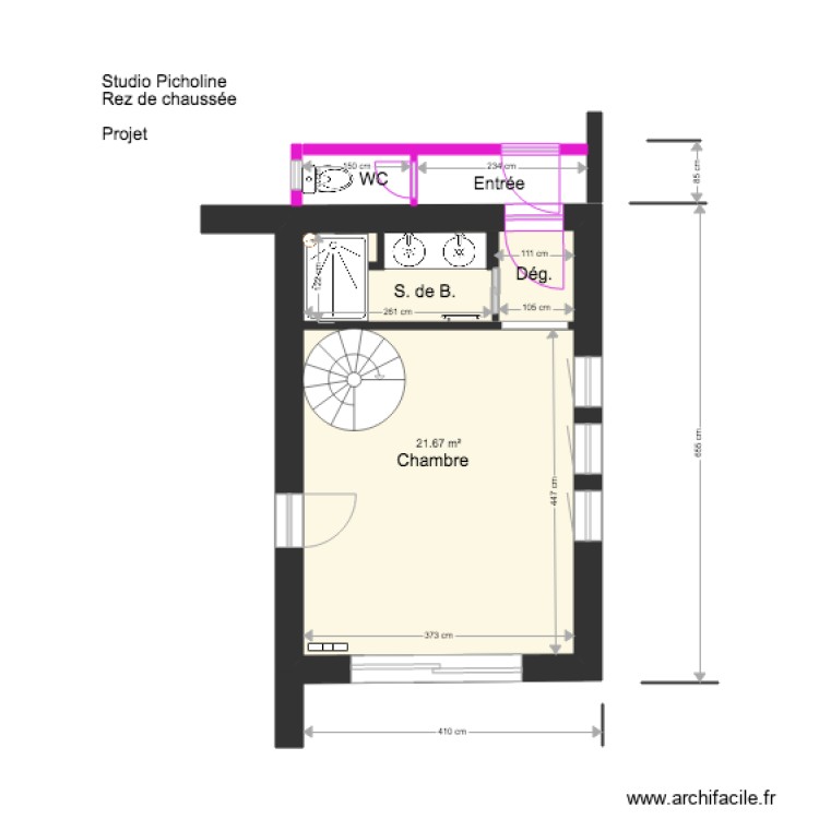 Studio Picholine Rez de chauss&eacute;e . Plan de 0 pièce et 0 m2