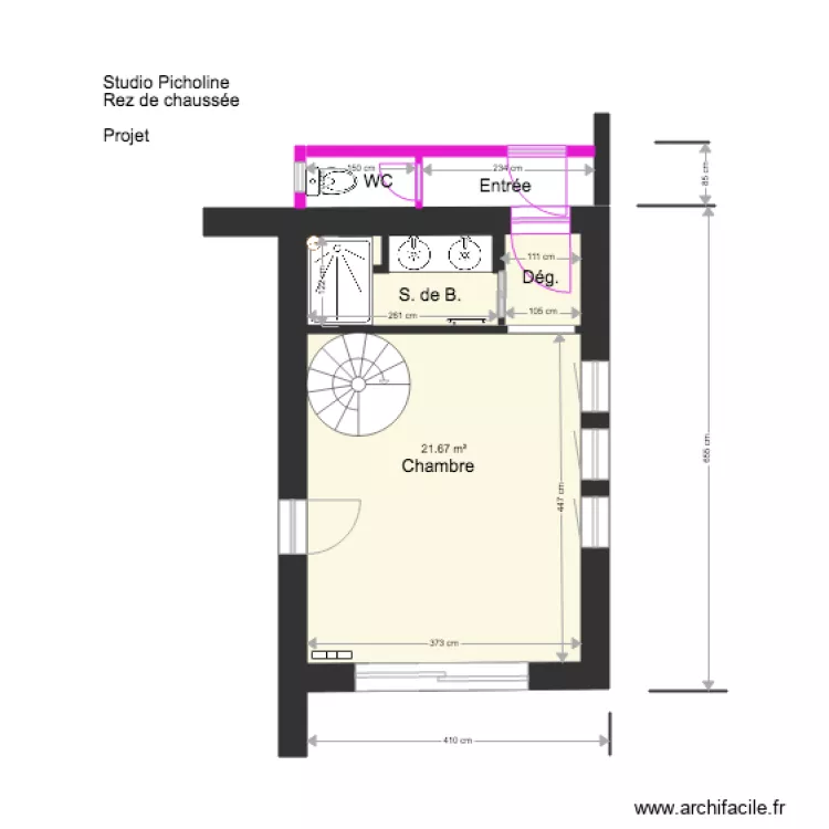 Studio Picholine Rez de chauss&eacute;e . Plan de 