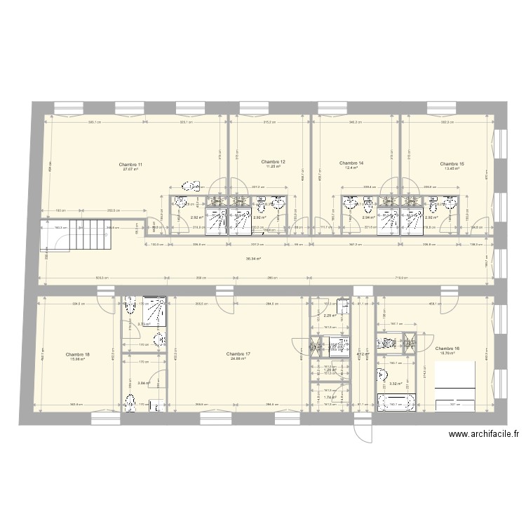 RodinEtageAvecSanitaires Projet3. Plan de 0 pièce et 0 m2