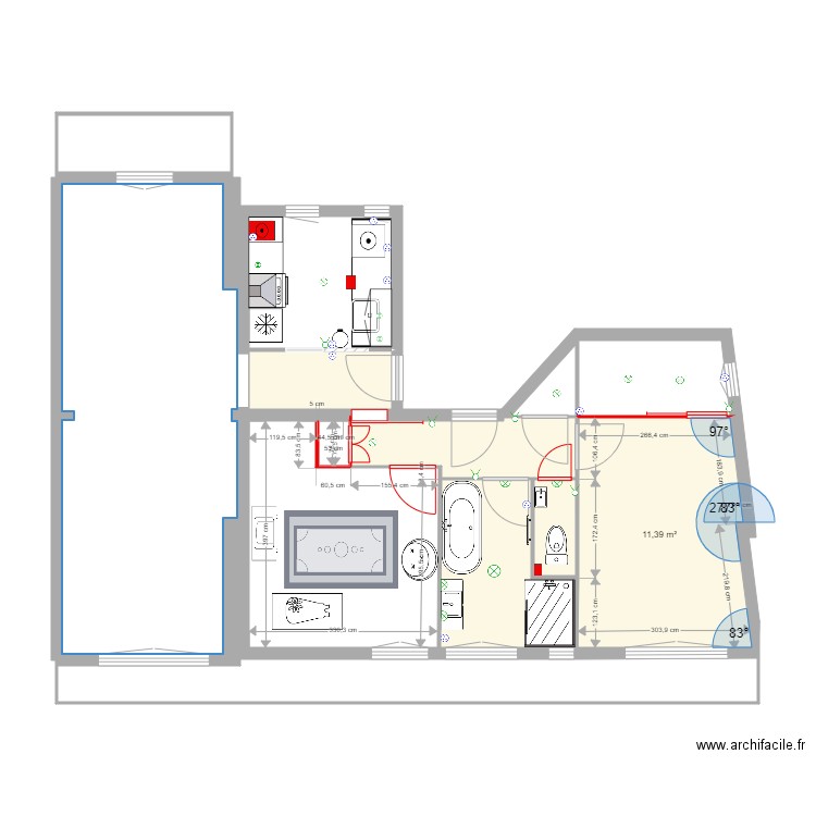 Ermitage VF. Plan de 12 pièces et 82 m2
