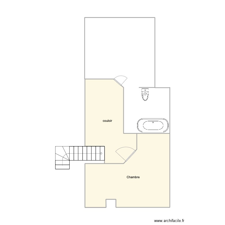 etage. Plan de 2 pièces et 26 m2