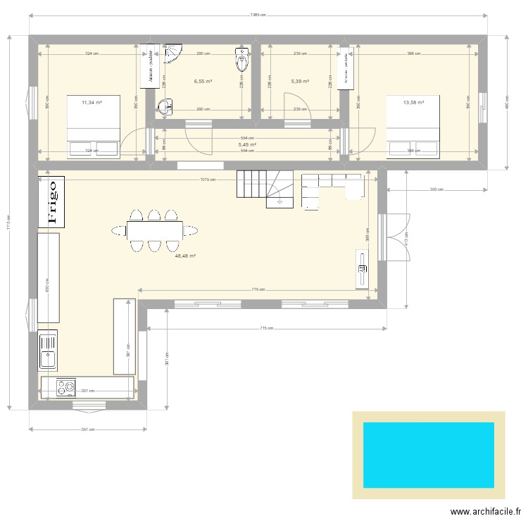 maison de Claudio3. Plan de 6 pièces et 91 m2