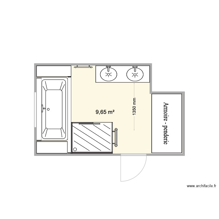 SDB GAET. Plan de 1 pièce et 10 m2