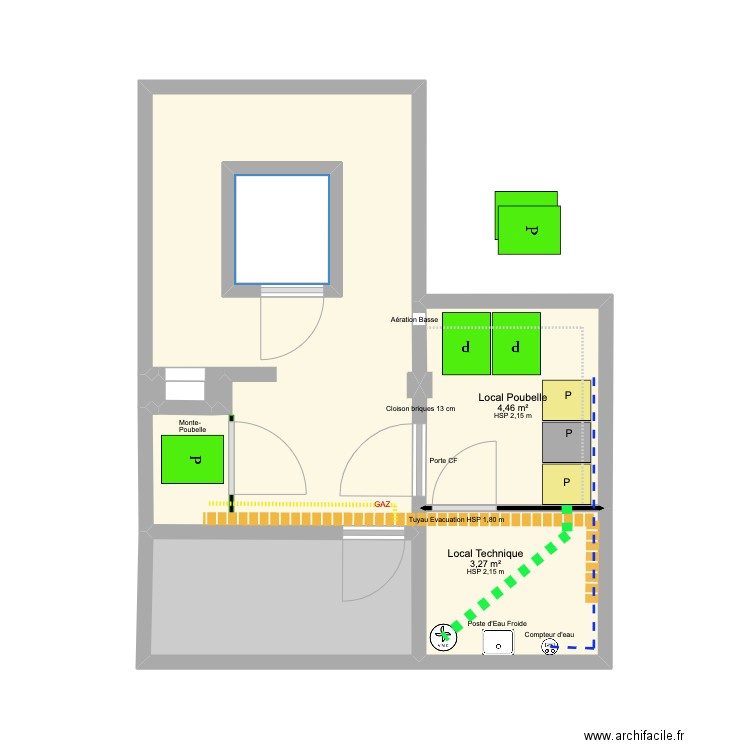 Local Poubelle 2022 Nouveau Projet rev1. Plan de 6 pièces et 27 m2