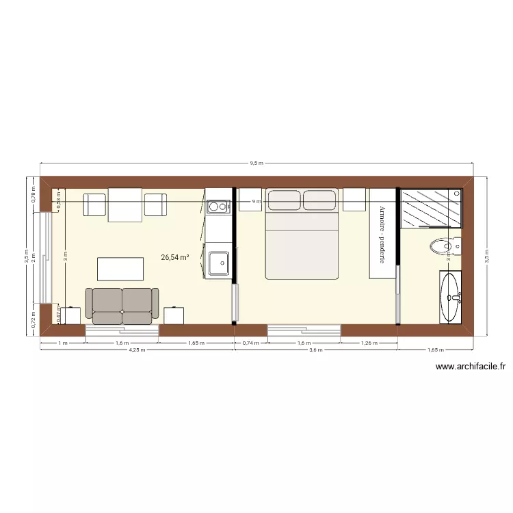 BUNGALOW. Plan de 1 Pièce et 27 m² BUNGALOW. Plan de 1 Pièce et 27 m²