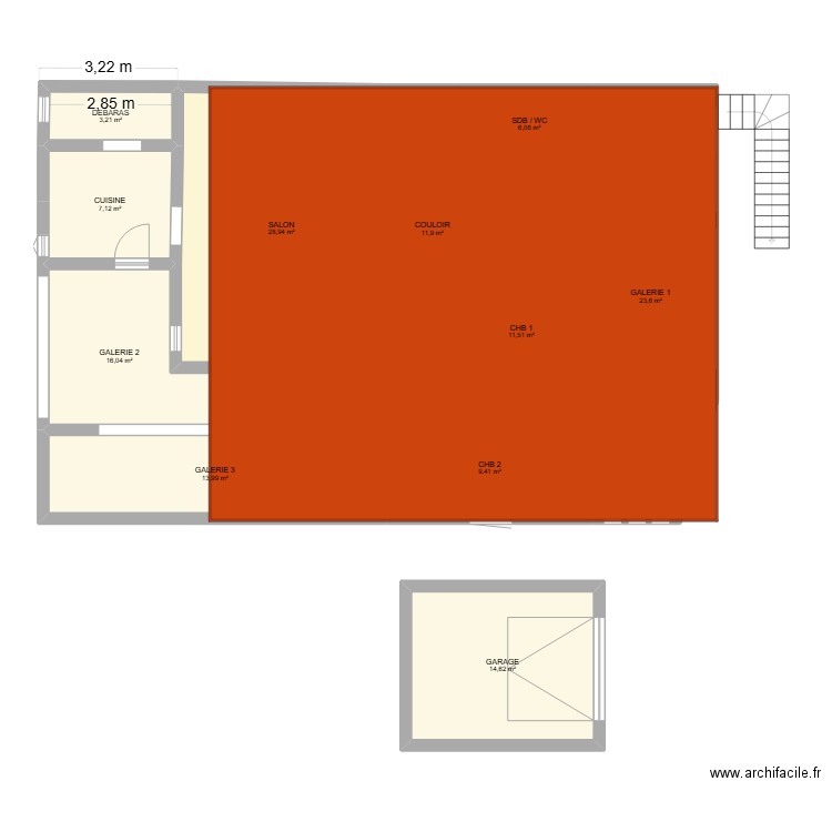 MICHEL. Plan de 11 pièces et 146 m2