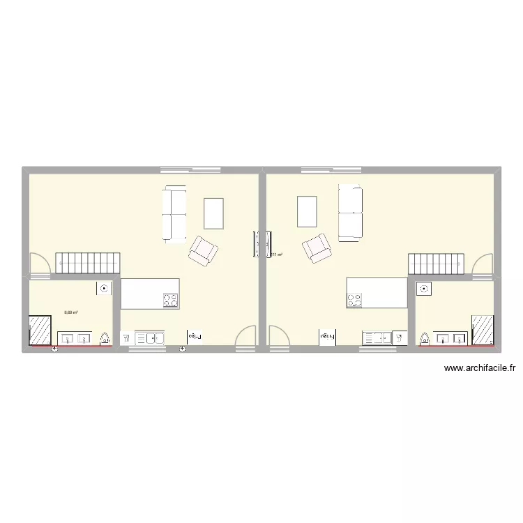 Grange. Plan de 2  et 120 m²