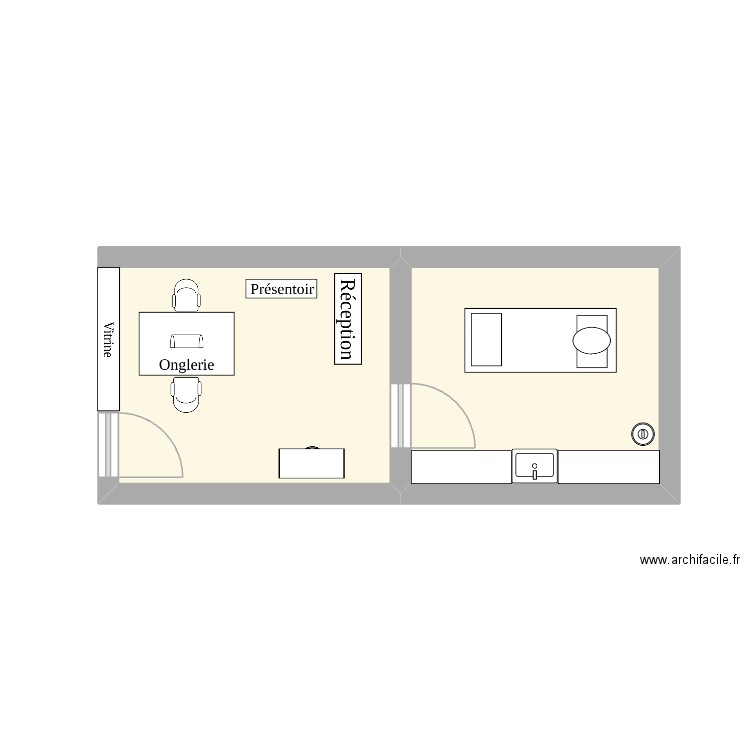 institut. Plan de 2 pièces et 17 m2