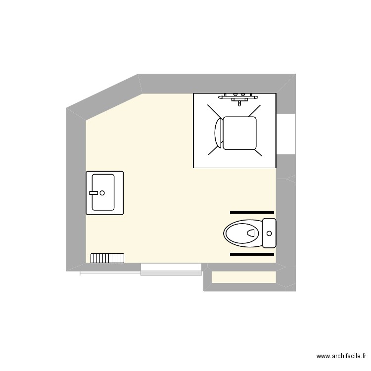 DEVALEE. Plan de 2 pièces et 6 m2