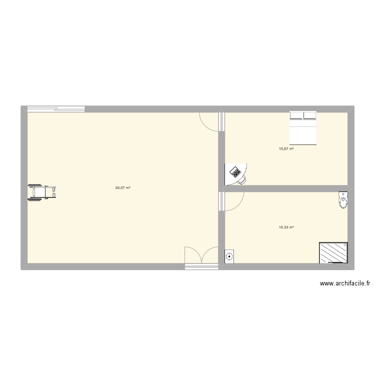appartement. Plan de 3 pièces et 81 m2