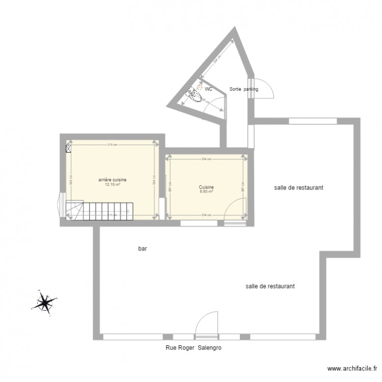 plan local avant travaux rez de chaussée. Plan de 0 pièce et 0 m2