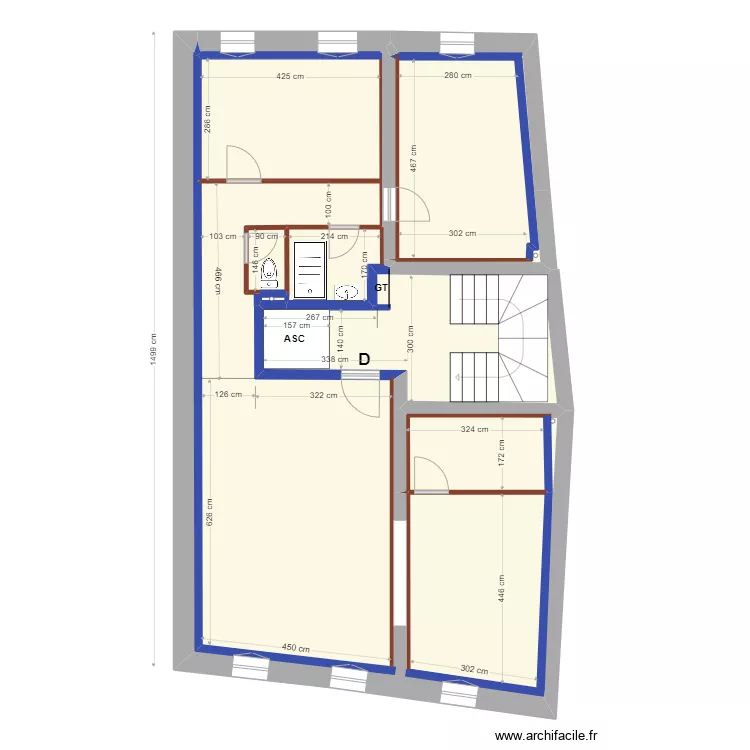 PROJET    3&deg; ETAGE  placo. Plan de 