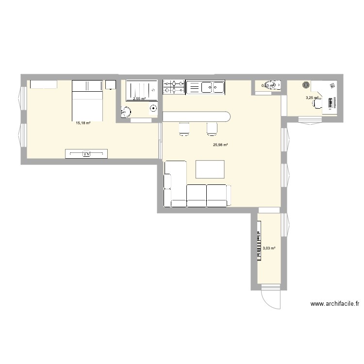 Bourg l Abbé réaménagement 2P AVEC BUREAU. Plan de 0 pièce et 0 m2