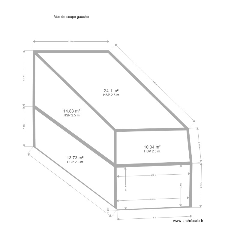 Vue de coupe gauche. Plan de 0 pièce et 0 m2