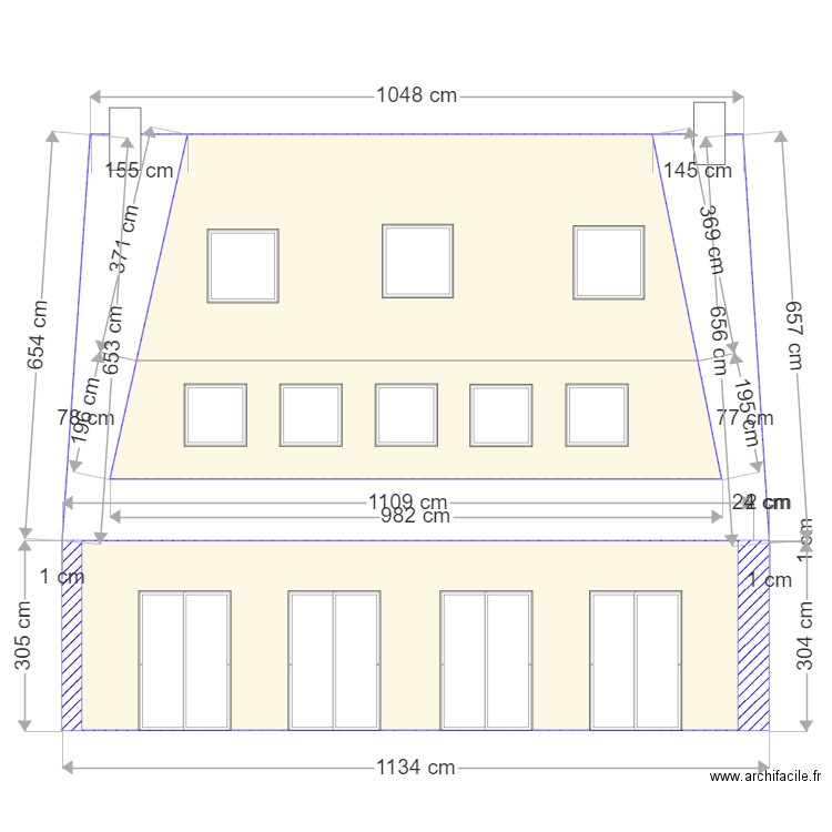 Façade jardin Sud. Plan de 0 pièce et 0 m2