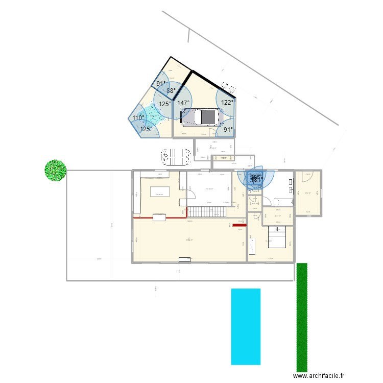 ebauche guipavas prop archi 1. Plan de 15 pièces et 174 m2