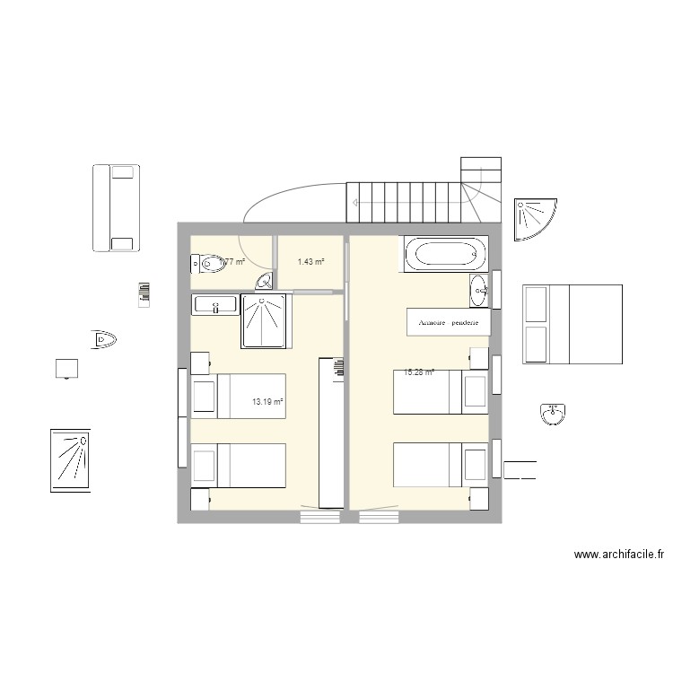 Etage sans mezzanine mj. Plan de 0 pièce et 0 m2