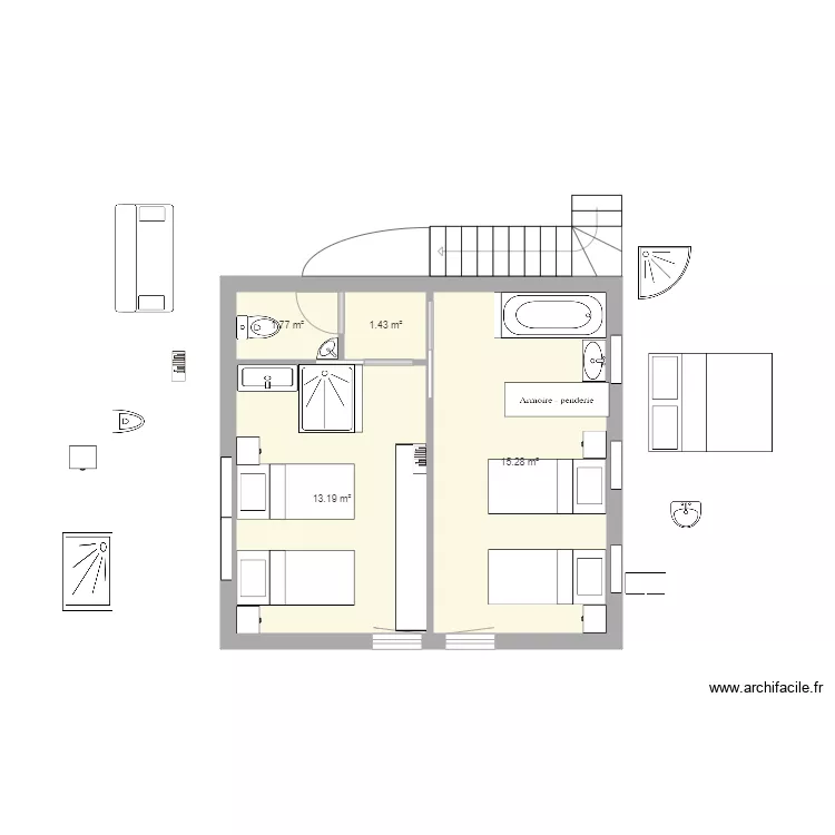 Etage sans mezzanine mj. Plan de 