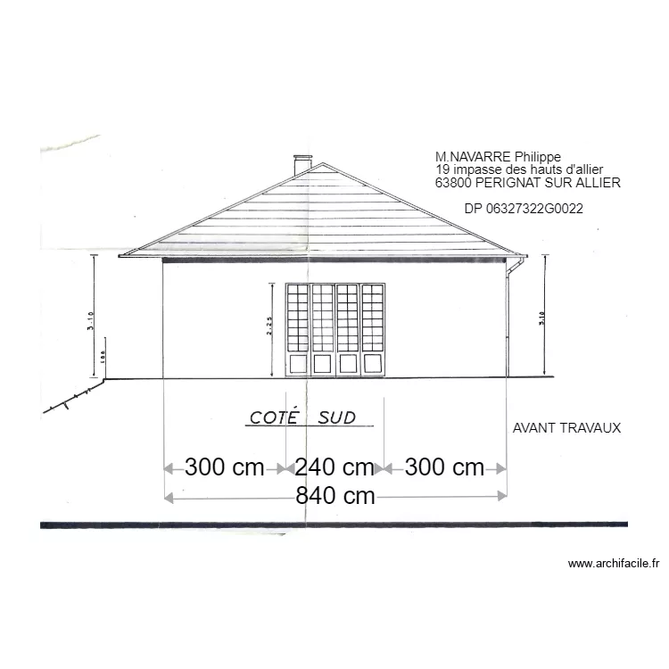 PERIGNAT façade sur avant travaux. Plan de PERIGNAT façade sur avant travaux. Plan de