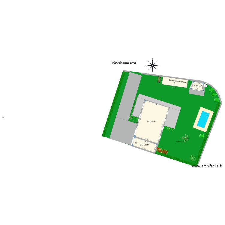 plan. Plan de 3 pièces et 124 m2