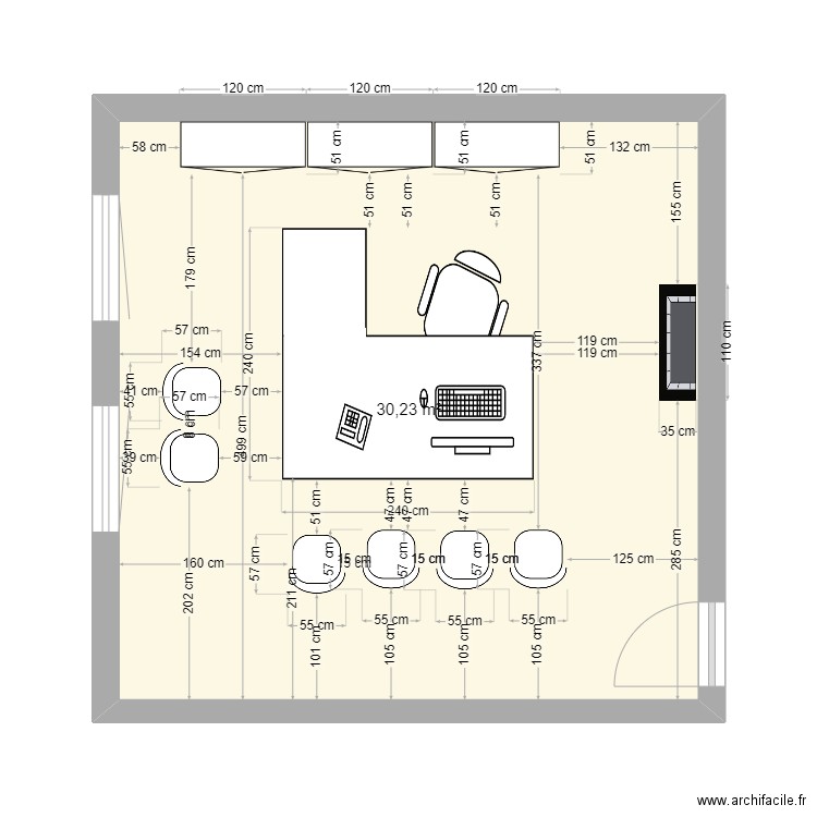 BUREAU. Plan de 1 pièce et 30 m2