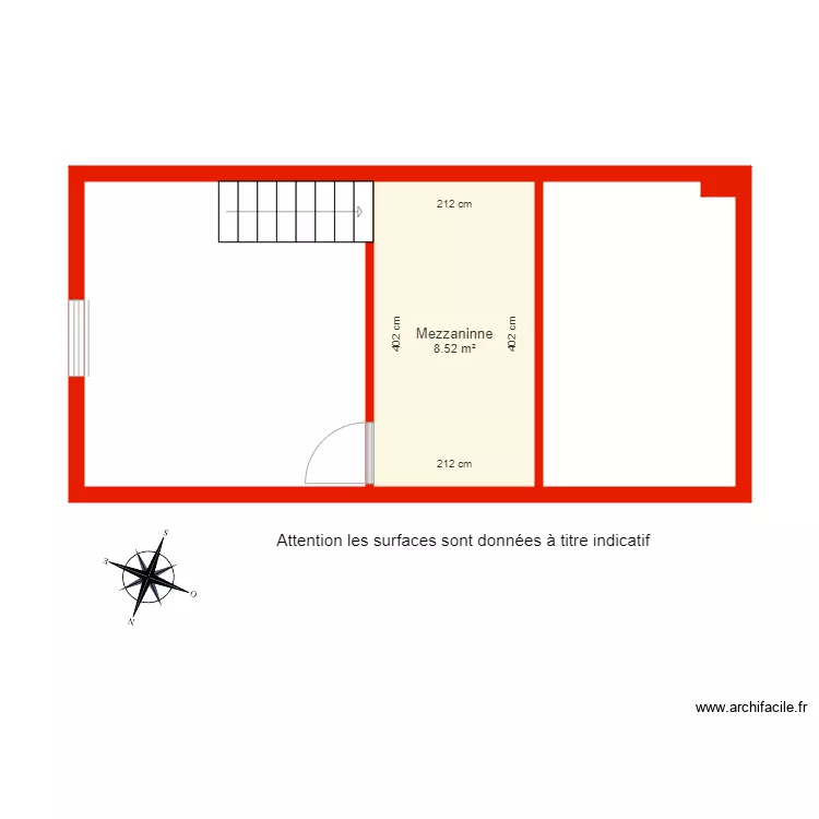 BI 5725 JM mezzanine c&ocirc;t&eacute;. Plan de 